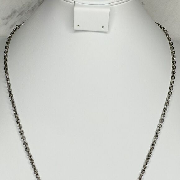 Chicos Silver Tone Chain Link Key Miracles Rhinestone Pendant Necklace ✨ - Picture 6 of 8
